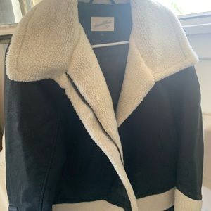 Leather bomber jacket